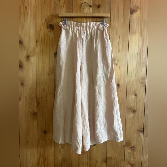No. 6 Store Linen Wide Leg Culottes Pants Dusty Pink Crop Wide Leg - Picture 1 of 5